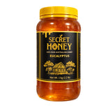 Secret Honey 100% raw Australian eucalyptus honey in 1kg jar with yellow lid and black label