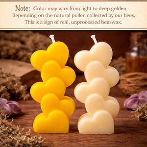 70g Heart Stack Beeswax Candle – 100% Natural