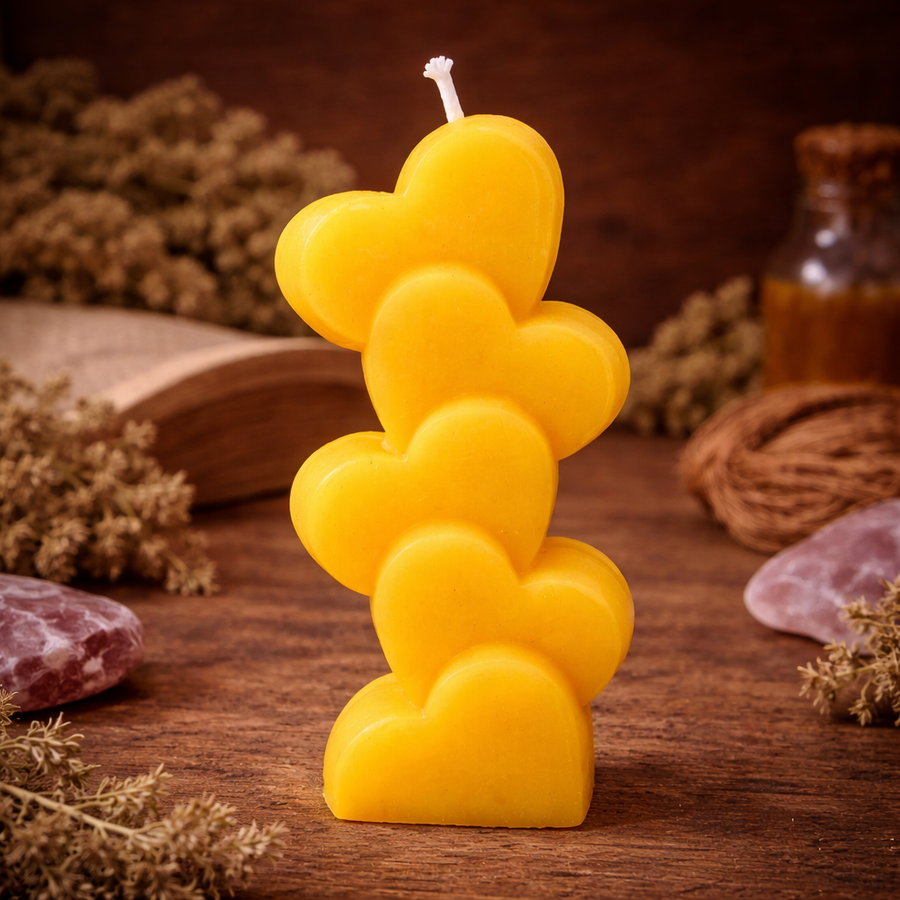 70g Heart Stack Beeswax Candle – 100% Natural