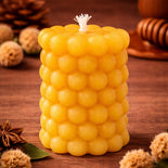 Handmade Australian beeswax bubble pillar candle