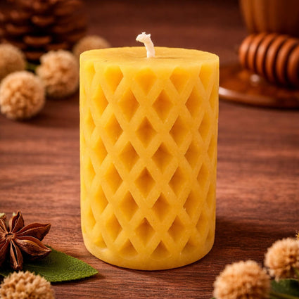 Natural Australian beeswax diamond pillar candle