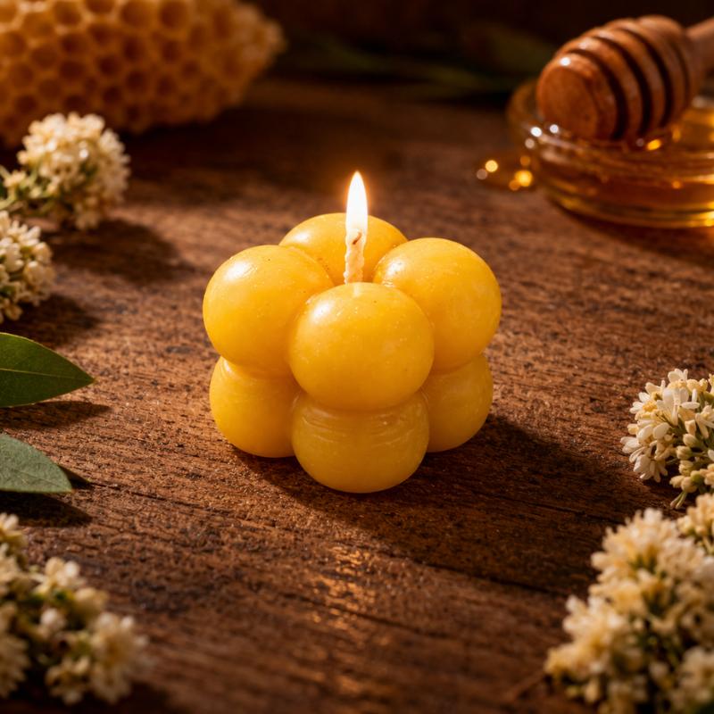 40g Small Bubble Cube Beeswax Candle Australia | Secret Honey